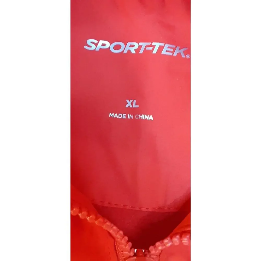 Sport-Tek Puerto Rico Mens‎ XL Hooded Jacket Red White Full Zip Polyester
